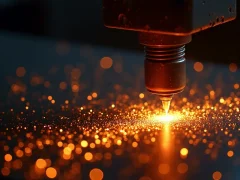 Kỹ thuật viên bơm mực cho hộp mực máy in đơn sắc tại văn phòng, với công cụ và vật dụng hiện diện trong cảnh.