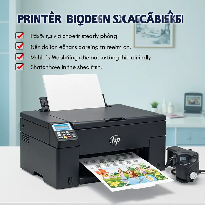 Kỹ thuật viên đang bơm mực vào cartridge máy in tại văn phòng.