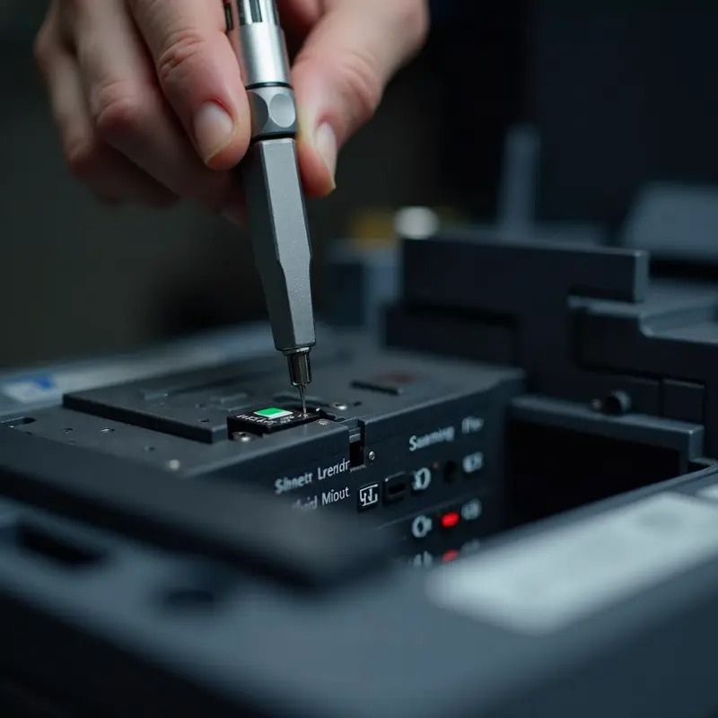 Technician showcasing completed printer maintenance in Phường Tân Bình.