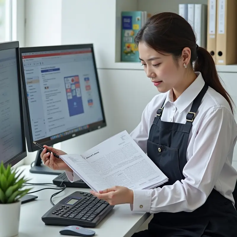 Kỹ thuật viên đang bơm mực vào máy in tại văn phòng.