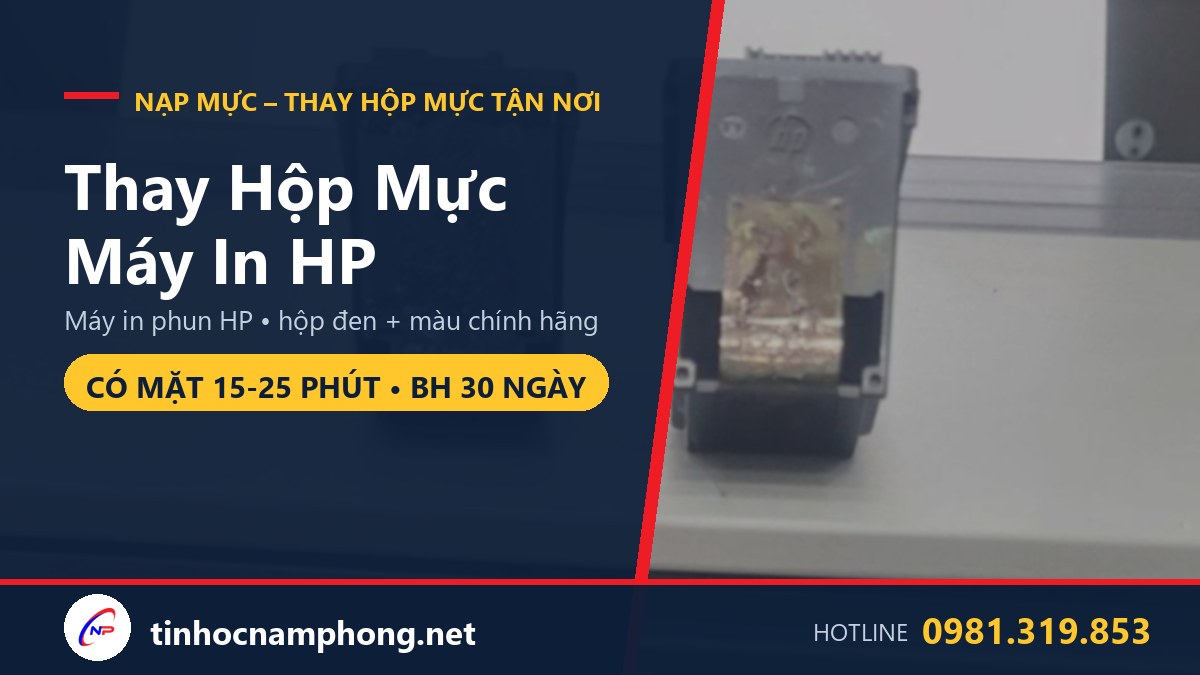 Thay hộp mực máy in phun HP tận nơi - hộp đen và màu chính hãng - Tin Học Nam Phong